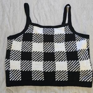 Fuzzy & Checkered Cropped Tank Top - No Boundaries